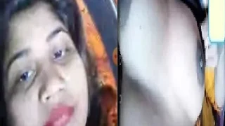Village bhabhi displaying large breasts during video call